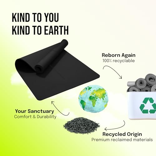 Extra Wide Yoga Mat 72 x 36 Inches Non Slip Cushion for Yoga & Pilates - Black + Extra Cushion (1/2 Inch Thick) with Strap