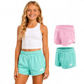 Girls Mesh Dolphin Running Shorts 2 Pack - Jade Pink Sugar, Outdoor Performance