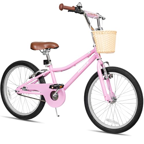 Kids Cruiser Bike 20 Inch Pink for Girls - Lightweight Steel Frame & Front Basket