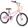 Kids Cruiser Bike 20 Inch Pink for Girls - Lightweight Steel Frame & Front Basket