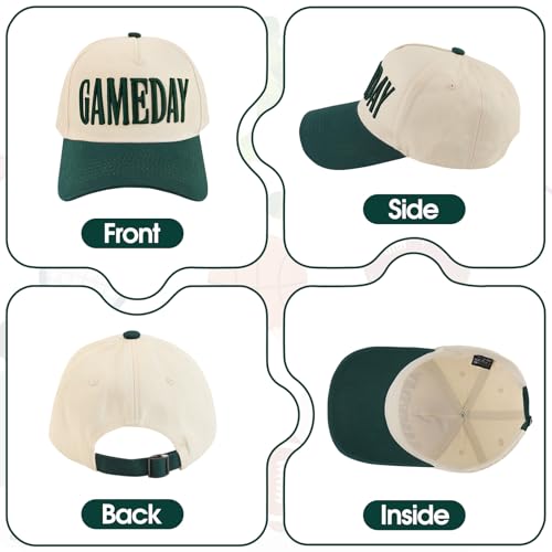 Vintage Embroidered Football Gameday Hat - Dark Green, Game Day Edition