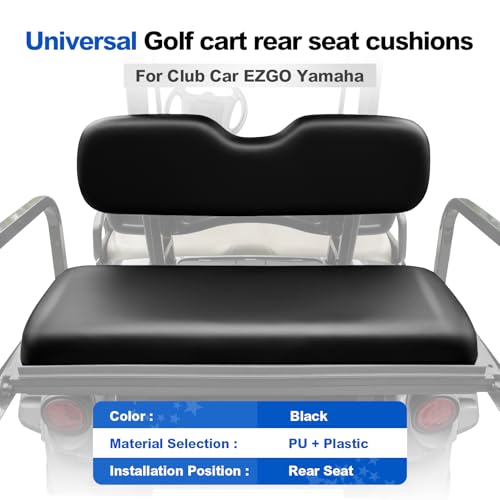 NOKINS Black Rear Seat Replacement Cushion for Golf Cart - Fits Club Car, EZGO, Yamaha