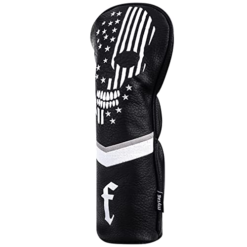 Skeleton Golf Head Covers Set - Black Synthetic Leather, Fairway Cover
