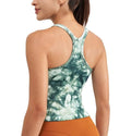 Seamless Ribbed Workout Racerback Tank Top with Built-in Bra for Women