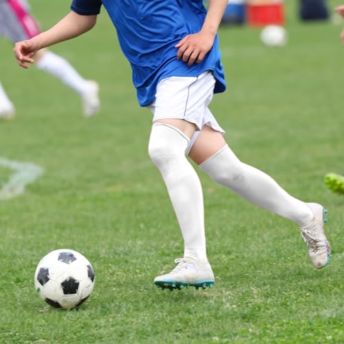 White Over Knee Baseball & Soccer Socks for Boys and Men - Large