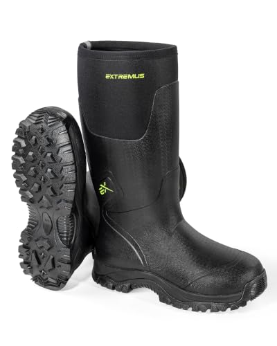 Men's Waterproof Rubber Boots - MudRidge by Extremus, Black, 12