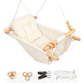Tislly Baby Swing Outdoor Indoor Cream for Infants & Toddlers Adjustable Safety Belt