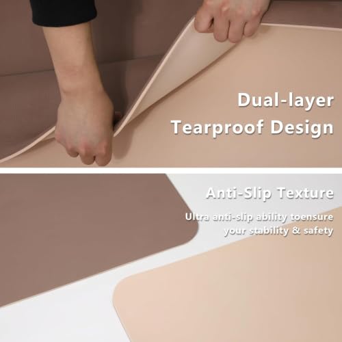 Milky Coffee Yoga Mat 80cm Wide, 8mm Thick Exercise Mat with Carry Strap
