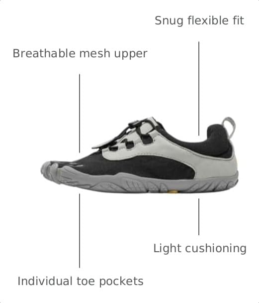 Vibram Women's FiveFingers V-Run Retro Barefoot Road Running Shoe Black/Grey 7-7.5