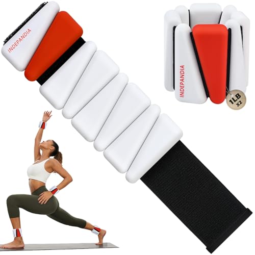Adjustable Ankle & Wrist Weights for Women 2lb & 4lb Pair - White & Red