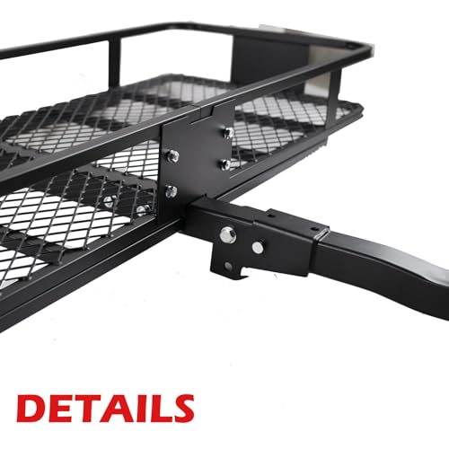 60x20x6 Inch Folding Cargo Carrier for Hitch Mount with 500LBS Capacity and Straps