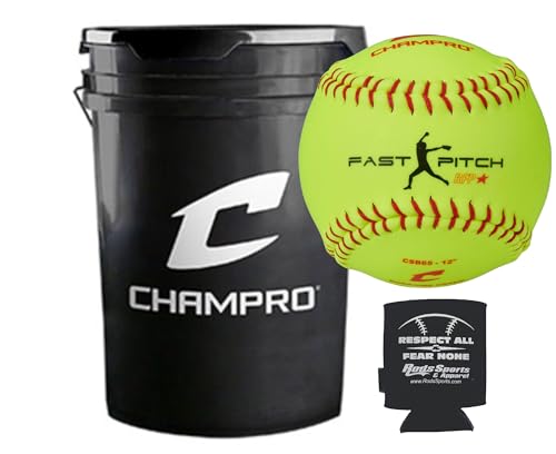 Softball Practice Balls 18-Pack with Durable Cover and Padded Seat Bucket