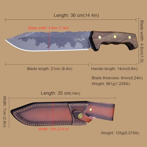 Fixed Blade Hunting Knife with Steel Sheath - 36cm Full Tang Outdoor Survival Knife