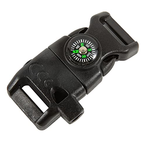 Emergency Whistle Buckle with Compass Fire Starter & Flint for Camping Survival