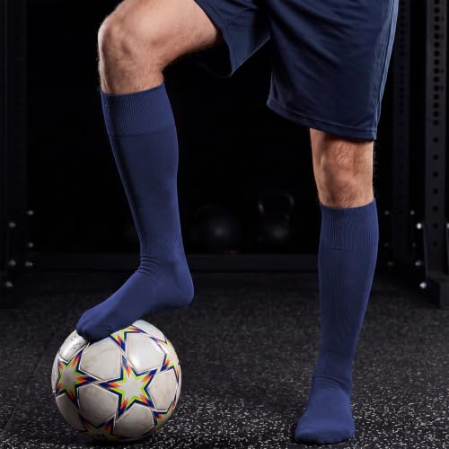 Youth Baseball Soccer Softball Knee High Socks - Medium Navy Blue 3 Pairs