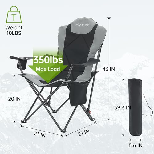 Aohanoi 2-Pack Portable Camping Chairs Heavy Duty Foldable with Adjustable Backrest