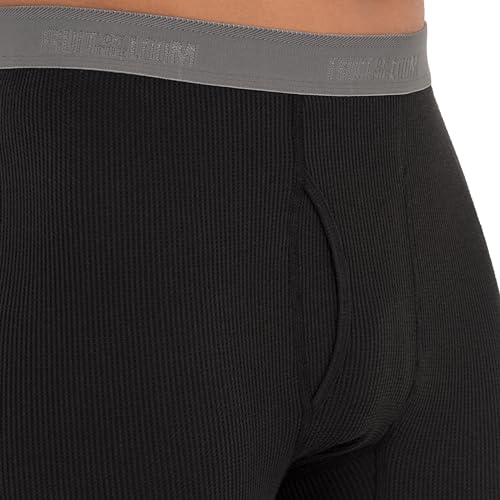 Men's Thermal Long Johns Bottoms Black 4 Pack Large - Waffle Knit