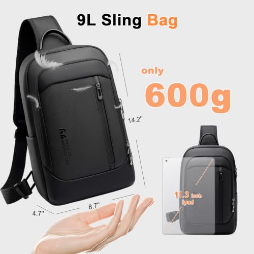 Men's Crossbody Sling Bag 9L Water-Resistant Shoulder Bag for 11.3-Inch Tablet
