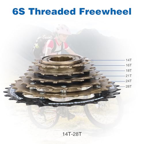 WEEROCK 6-Speed Threaded Freewheel 14-28T for Mountain and Cruiser Bikes