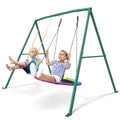 Trekassy 440lbs Heavy-Duty Backyard Swing Set with 2 Seats & Saucer Swing - Green