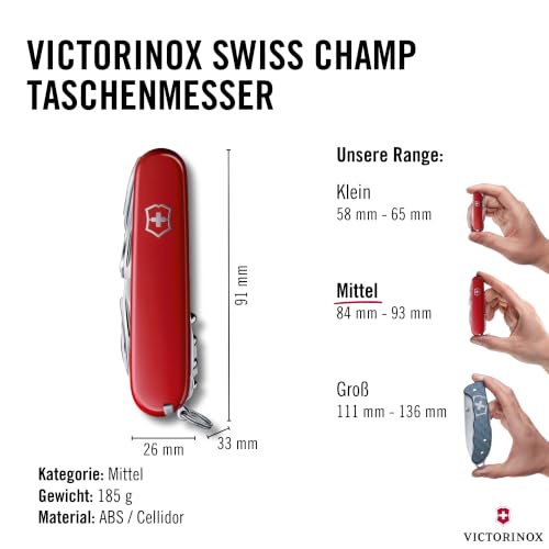 Victorinox Swiss Champ Red Swiss Army Knife with 33 Functions Pocket Multitool