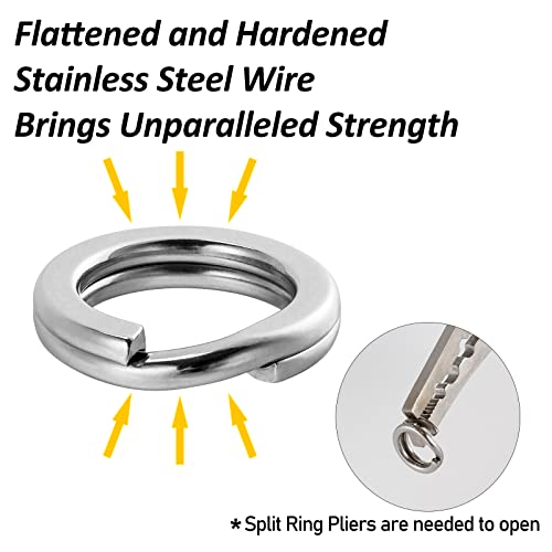 Heavy Duty Stainless Steel Split Ring Fishing Lure Connector - #3 22Lb 6mm 60 Pack Variation 3-22LB