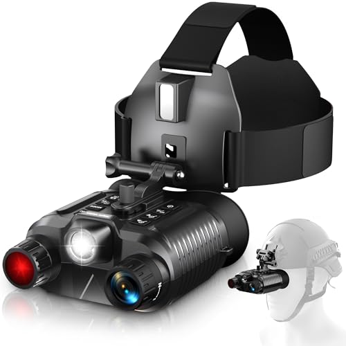 Dsoon Black Night Vision Goggles, Rechargeable Head-Mounted Binoculars with 32GB TF Card, 8X Zoom, Up to 1312FT Range