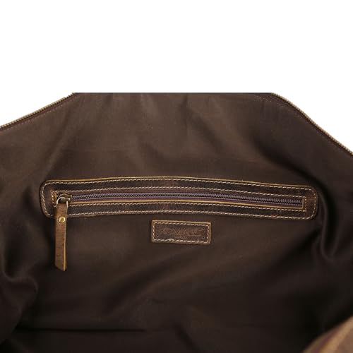 KomalC Buffalo Distressed Tan Leather Travel Duffle Bag - Cabin Carry-On for Men & Women