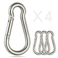 Silver Stainless Steel Carabiner Spring Snap Hook 3.15 Inch Heavy Duty Clips - Set of 4