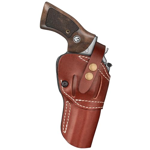 Premium Leather Revolver Holster for Ruger GP100 & Smith & Wesson Models, Ambidextrous, Adjustable Fit