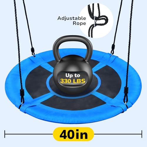 Hapfan Slackline Swing Set for Backyard Between Trees - Blue - Supports Kids & Adults