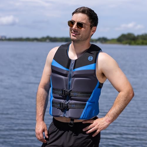 O'Brien Flex V-Back Life Jacket - Black/Blue X-Large Coast Guard Approved