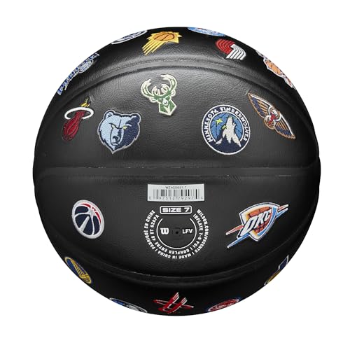 NBA Team Series Basketball - Synthetic Leather, Size 7, Indoor & Outdoor - Black with Logos Variation of Black / Size 7 - 29.5" / Collector Ball