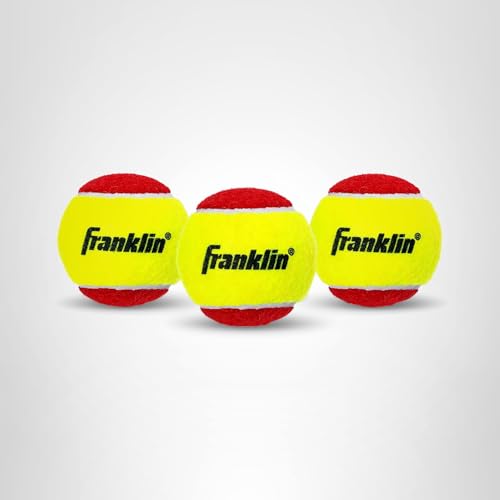 Franklin Sports Starter + Beginner Pressureless Tennis Balls - Great for Training + Practice - Low Bounce Tennis Balls for All Court Surfaces - Red - 3 Pack