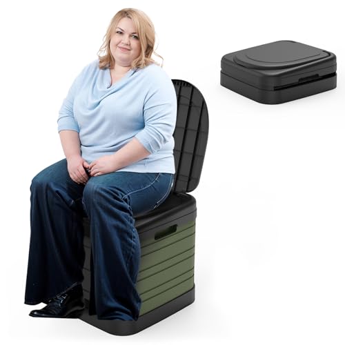 Portable Toilet for Adults Collapsible Camping Toilet - Green, 16.7-Inch Height