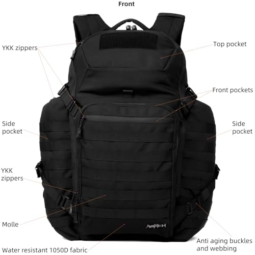 AMHEH 52L Tactical Flight Approved Backpack with 17 Inch Laptop - Black