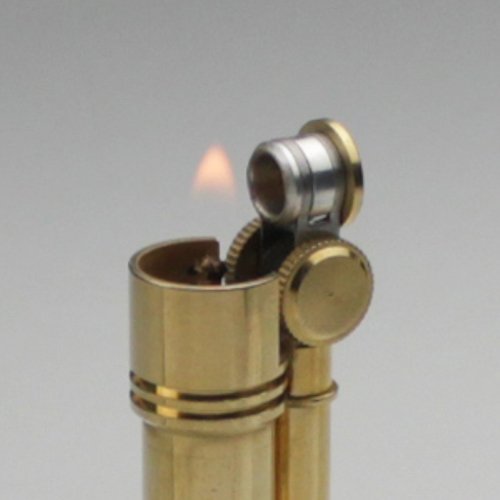 Brass Oil Lighter with Cylindrical Body - Douglass Field L Japan Made