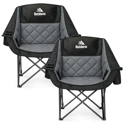 Black 2 Pack Oversized Camping Chairs Support 450 lbs - Twin Pack