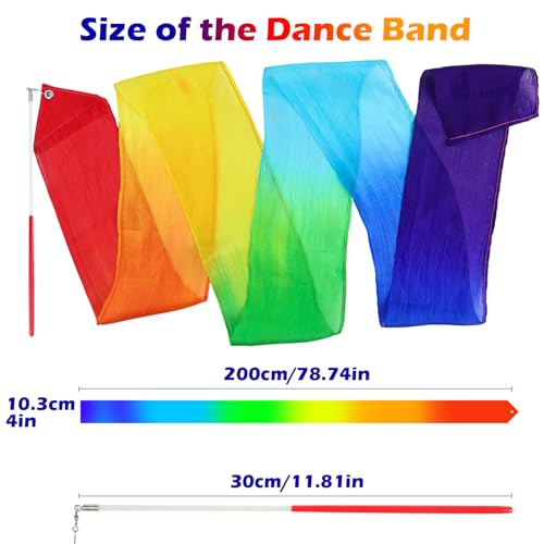 2-Pack Rainbow Silk Dance Ribbons for Kids Gymnastics & Party Fun