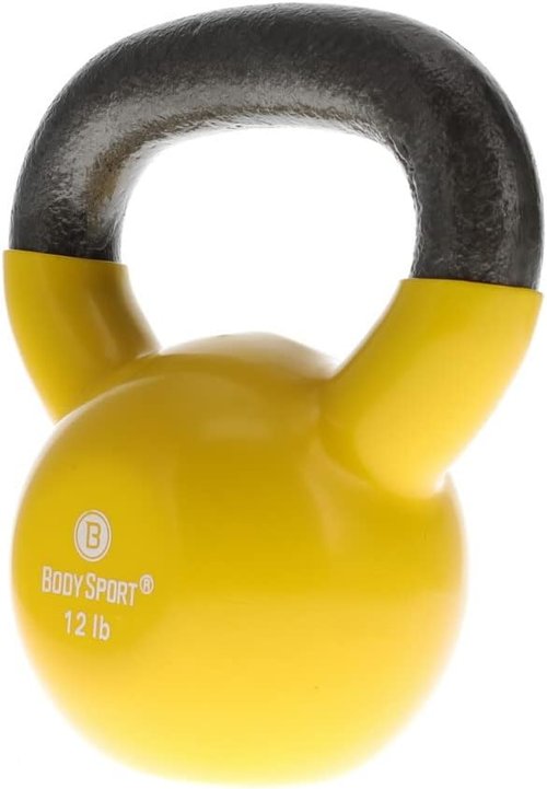 Body Sport Kettlebell - Cast Iron Vinyl Coated for Strength Training | Professional Gym & Home Use