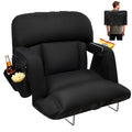 DEKEMASTER 23-Inch Stadium Seat with Back Support, Black, Foldable, Sofa-Style Comfort