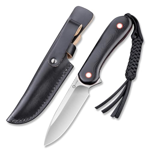 Fixed Blade Camping Knife with Leather Sheath and Paracord Lanyard - Outdoor Survival Knife