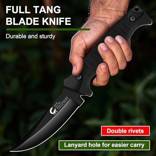 Meniscus Blade Fixed Blade Knife with Sheath, 4-Inch Carbon Steel Outdoor Hunting Knife - CuCut