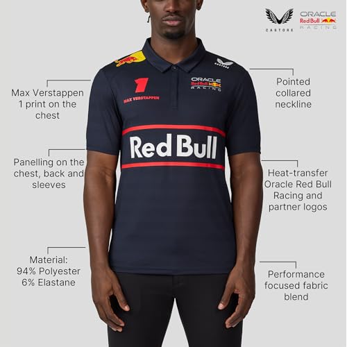 Castore Oracle Men’s Red Bull Racing F1 Polo Shirt Medium - Official Team Driver Apparel