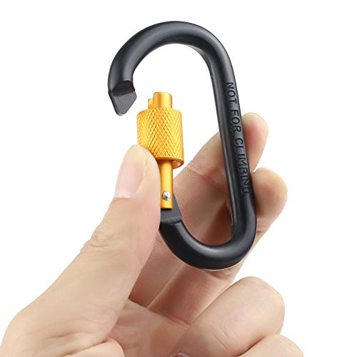Multicolored Aluminum D Ring Key Rings Clips Locking Carabiner - Black and Orange