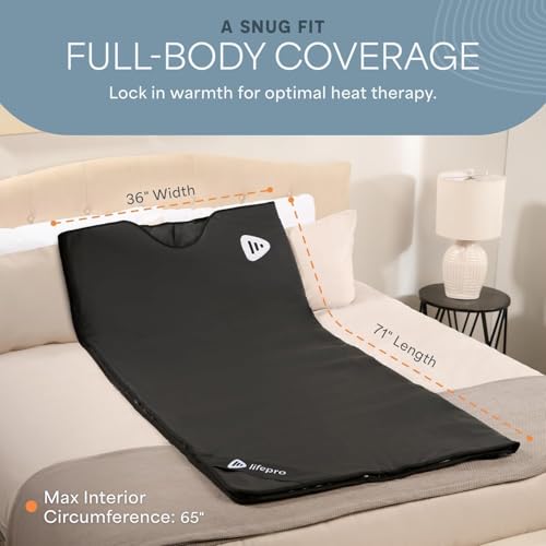 RejuvaWrap Infrared Sauna Blanket Black with Low EMF & 9 Temperature Levels