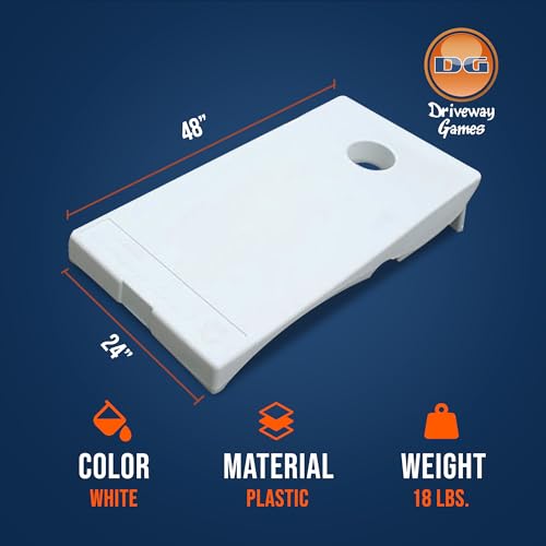 White All-Weather Cornhole Game Set with 2 Target Boards & 8 Bean Bags - Indoor & Outdoor Yard Toss