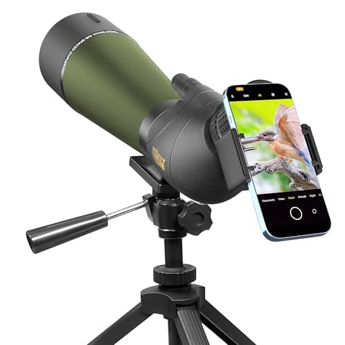 Green 20-60x80 Spotting Scope with Tripod for Bird Watching & Wildlife Viewing