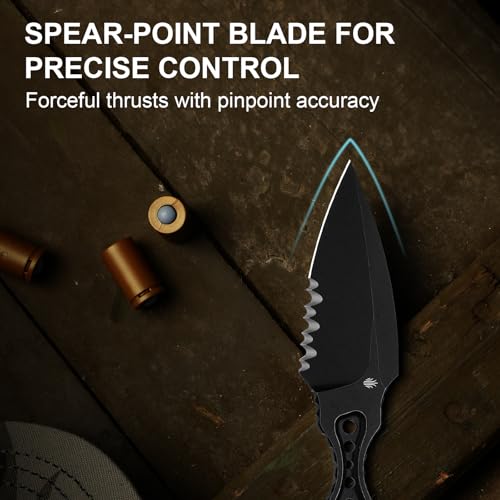 Black Fixed Blade Knife with 2.56-inch 440C Blade & Sheath - Stealth Accessory