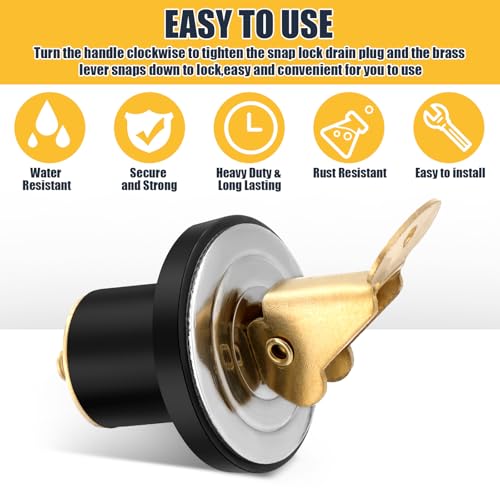 MorningRo 4 Pcs Brass Boat Drain Plug 3/4 Inch for Livewell Baitwell Kayak